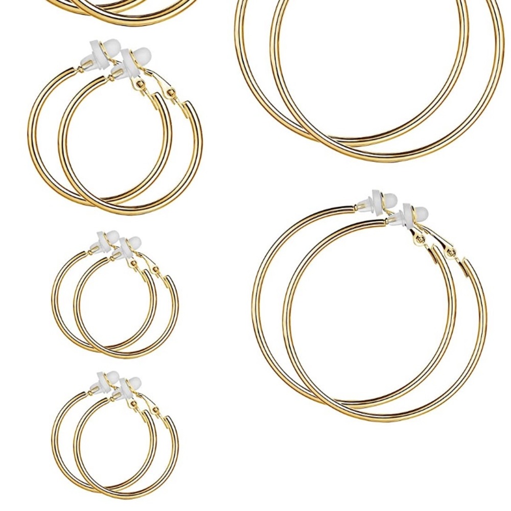 NEW Gold Clip On Hoop Earrings